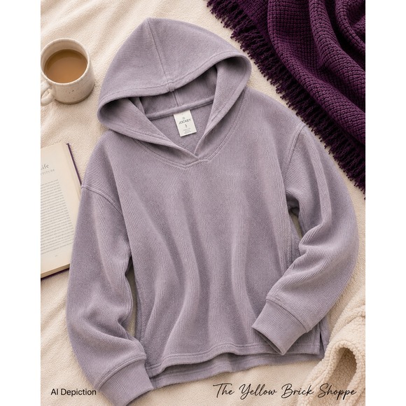 Jockey Tops - Jockey Women's Waffle Knit Hoodie Small Lavender Gray Pullover Lounge Top NWT
